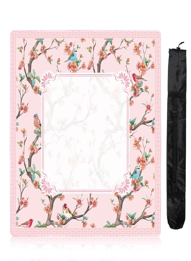 snaxuda Chinoiserie Mahjong Mat with Carrying Bag,Rubber Anti Slip and Noise Reduction Multi Purpose Game Table Cover for Card, Board Tile Games 31.5" x 31.5" Pink - Image 1